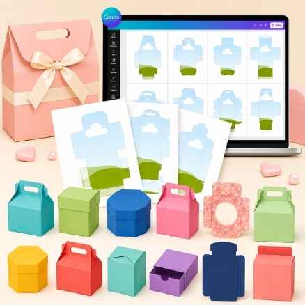 +200 Plantillas en Canva para crear tus propias cajas. 